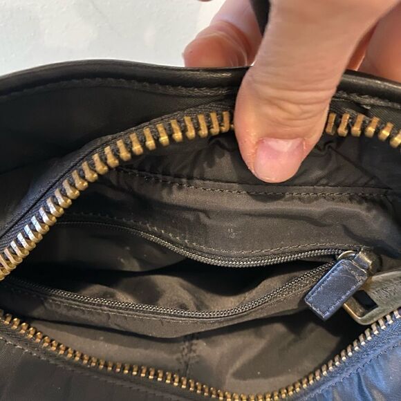 Moschino Black Nylon Handbag Leather Detailing VINTAGE Designer Luxury Italy - Picture 12 of 16